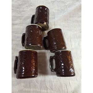 Crooksville O Burley Winter Pottery Company Set of 5 Mugs- Vintage